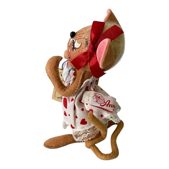 Annalee Dolls Vtg 1993 Sweetheart Girl Mouse Valentine Tags 6" Poseable - Picture 4 of 11